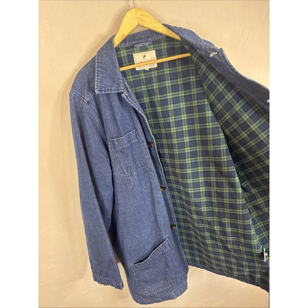 Lee Valley Denim Chore Coat Men 3XL XXXL Blue Jean Jacket Plaid Lined Workwear - Picture 6 of 7